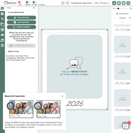 Wochenkalender im Editor gestalten alles individualisierbar