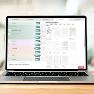 Schülerkalender Inhalt erweitern: Übersicht der Anhangsseiten im Online-Editor. Hier werden nützliche Extras wie Notenlisten, Landkarten oder Malbuchseiten in den Planer integriert, um ihn perfekt auf den Schulalltag abzustimmen.