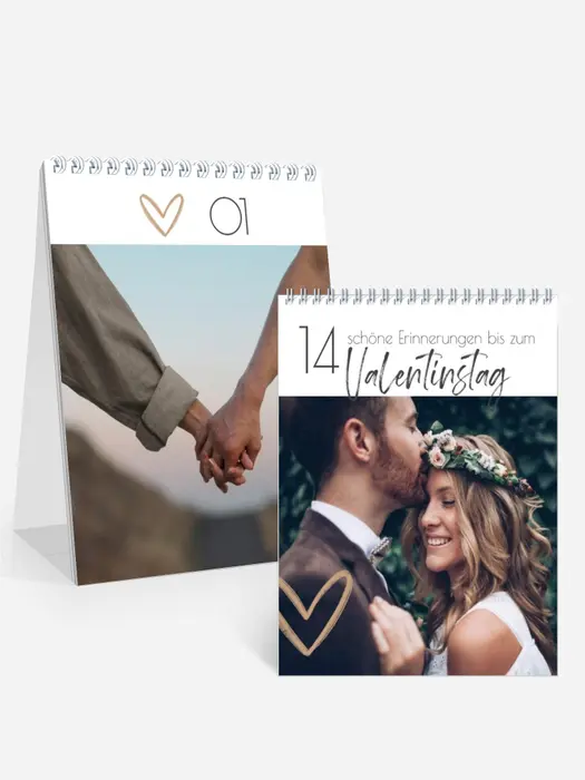 Valentinstag Kalender Herz aus Gold