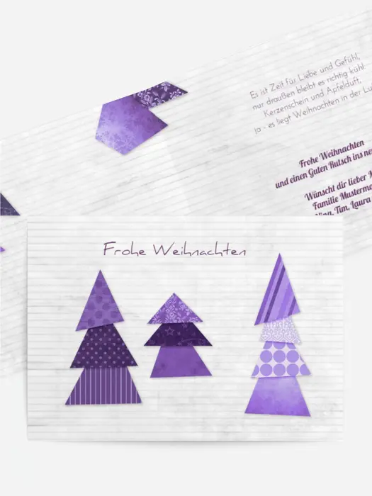 Weihnachtsgrußkarte Schnipselbäume Weihnachtsgrußkarte Schnipselbäume